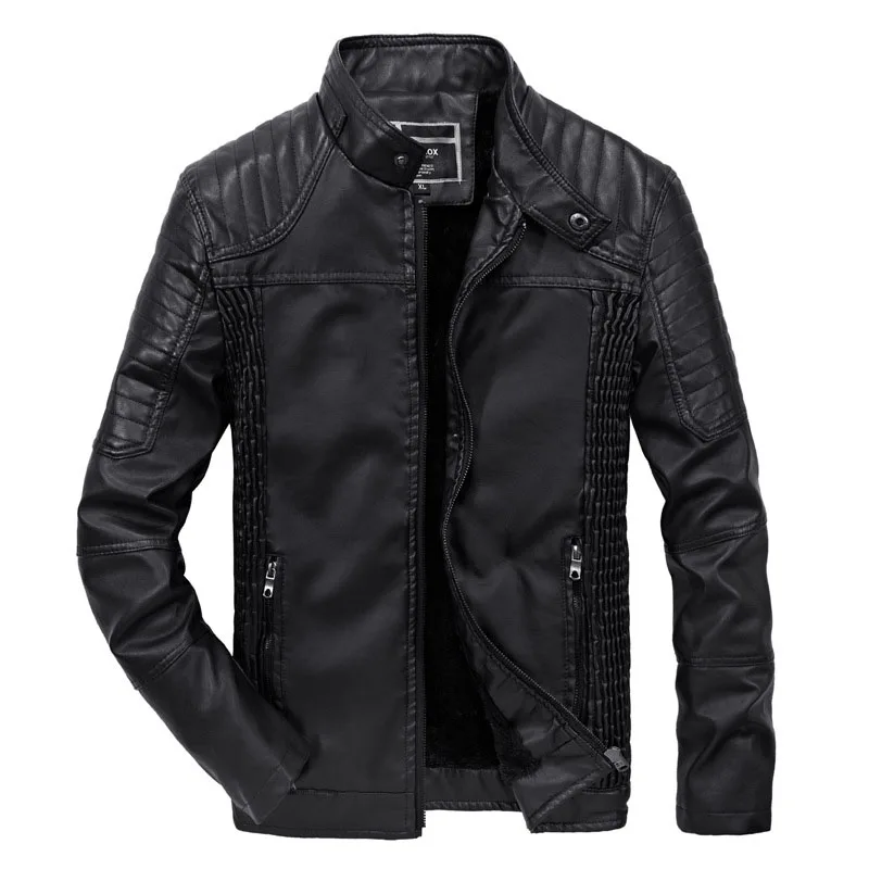 Fashion new pu coats OEM autumn zipper pockets stand collar casual 2021 men leather jacket