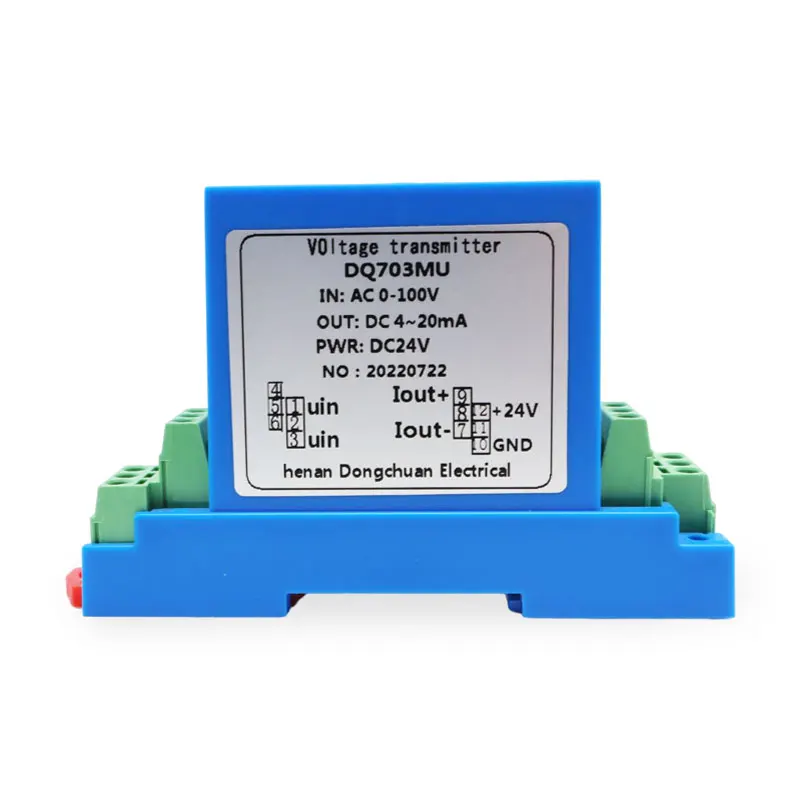 DQ703MU Voltage 500v Input 0-100V Output 4-20mA AC Voltage Sensor Voltage Transducer
