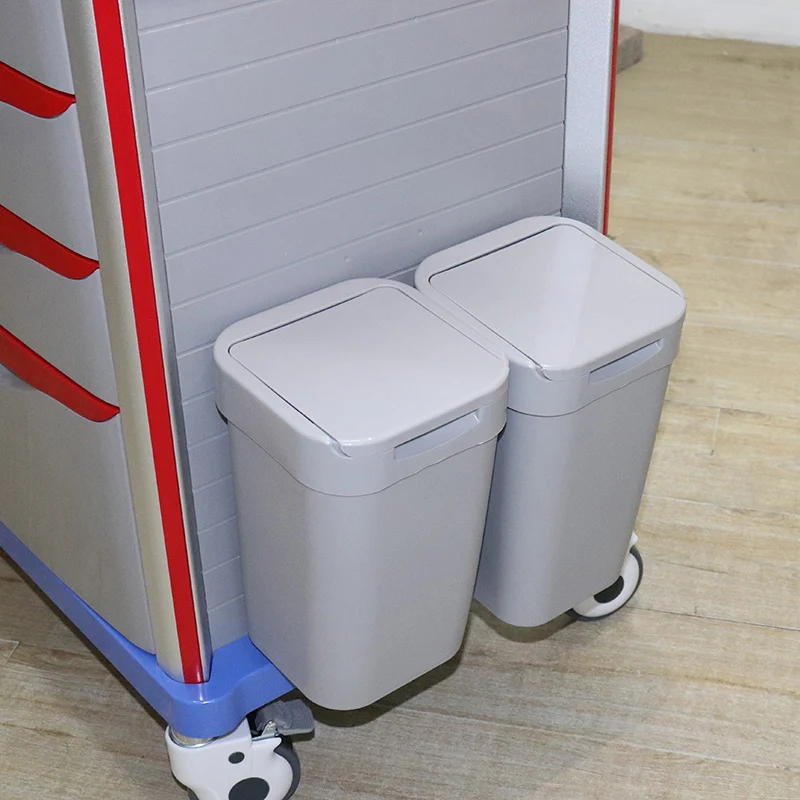 ORP601-ET Five Drawers Aluminum Steel ABS Plastic Emergency Crash Cart with One-piece or Stainless Steel Railing