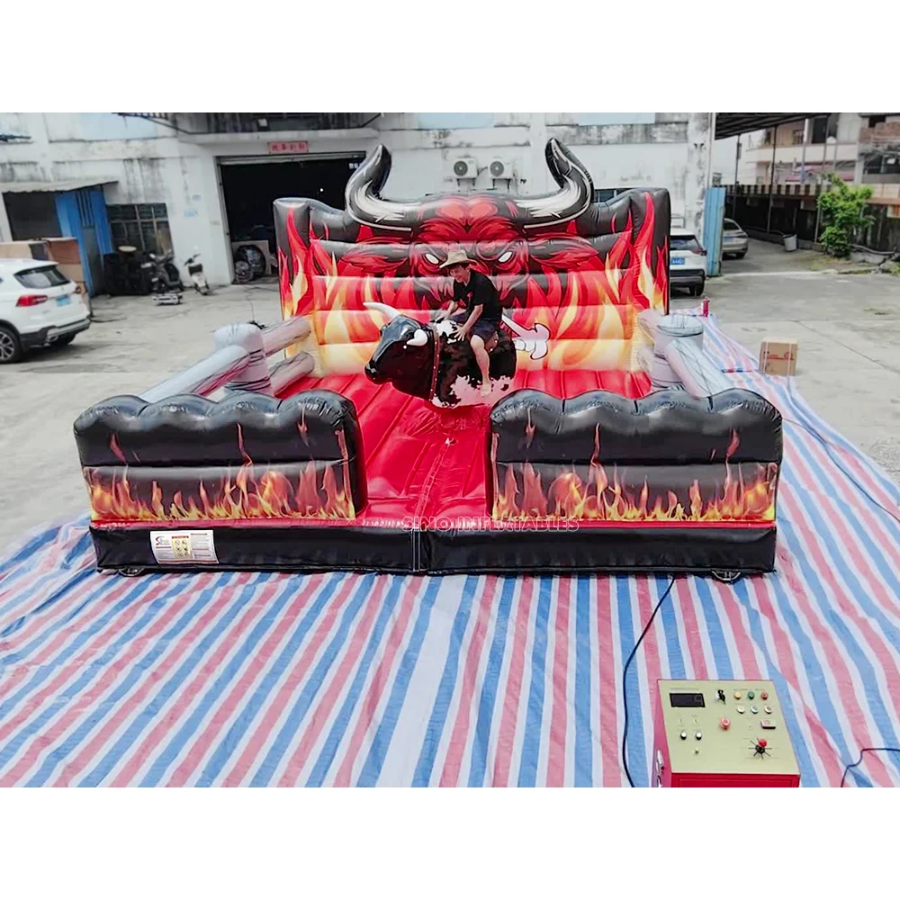 5x5m cowboy redeo ride inflatable mechanical bull for youngsters and adults carnival game parties balance challenge