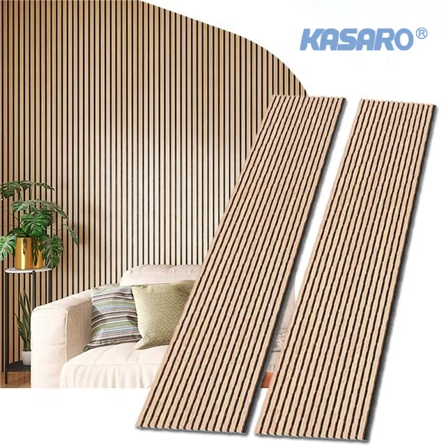 KASARO oak acoustic slat wood wall panels china polyester fiber acoustic panels