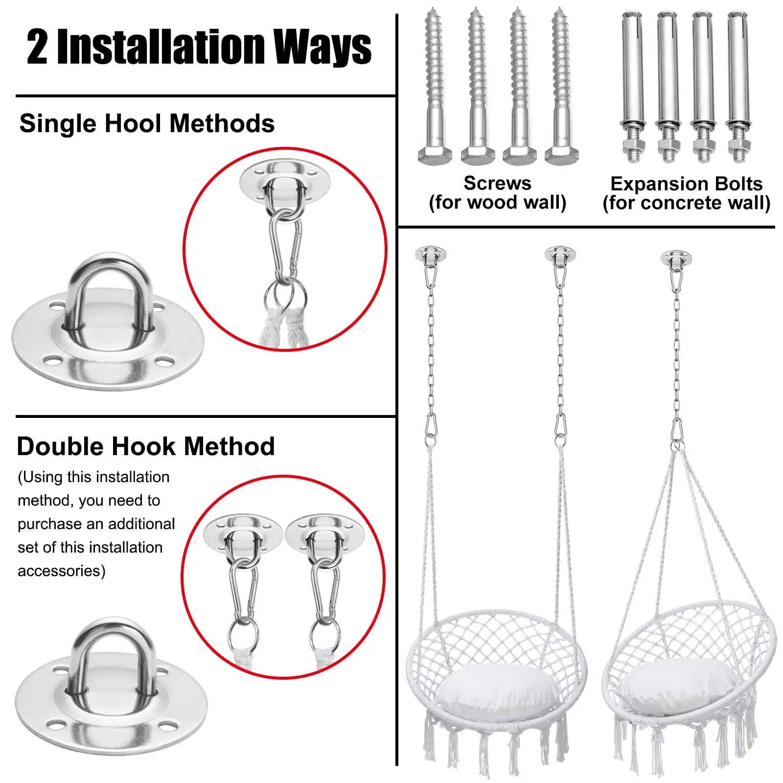 Max 330 Lbs Hanging Cotton Rope Hammock Swing Chair Macrame Swing Hammock Chair