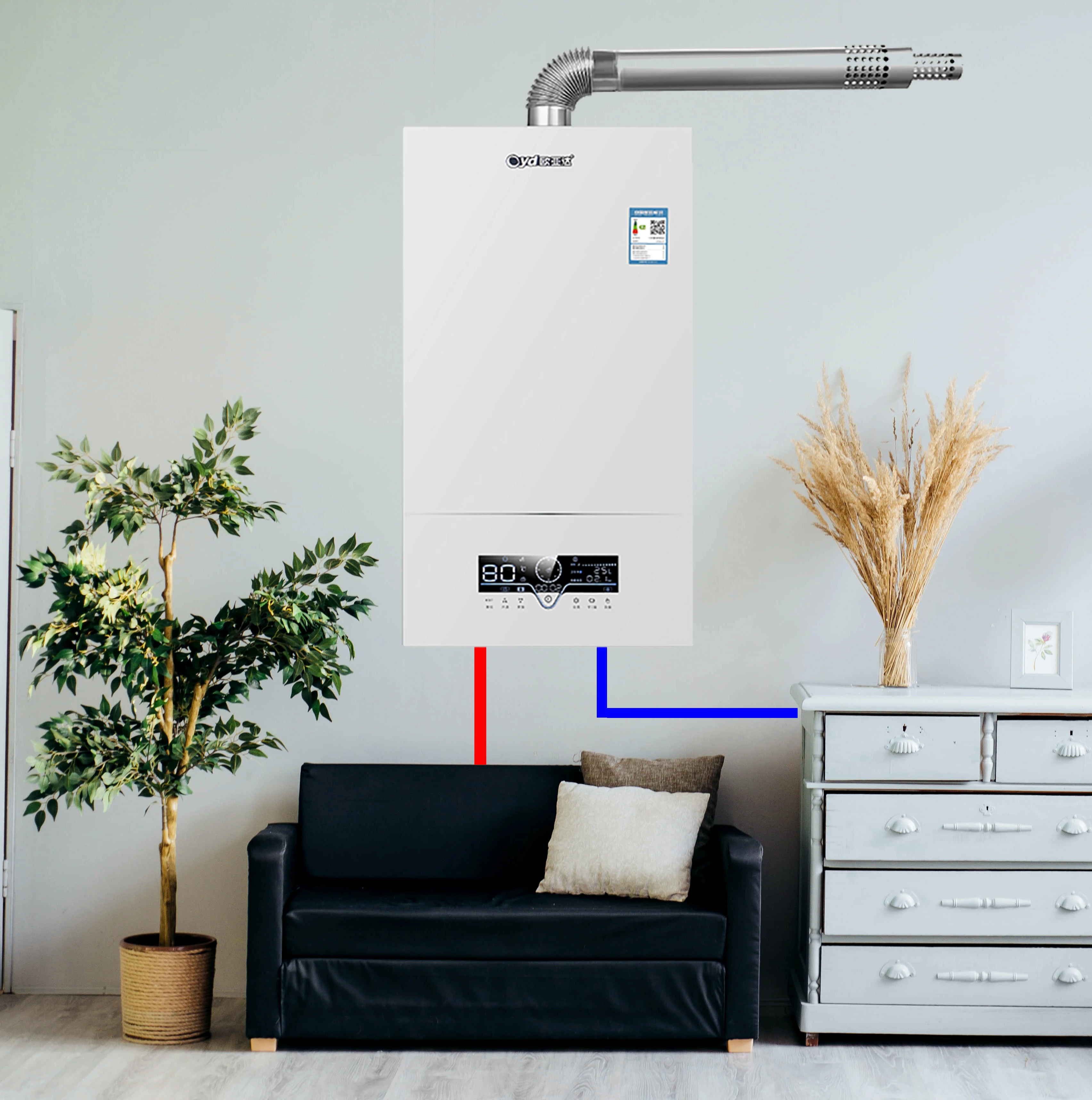 Central Heating Boiler 24Kw Gas Wall Hung Boiler in china  For Home Heating With Phone WIFI Control