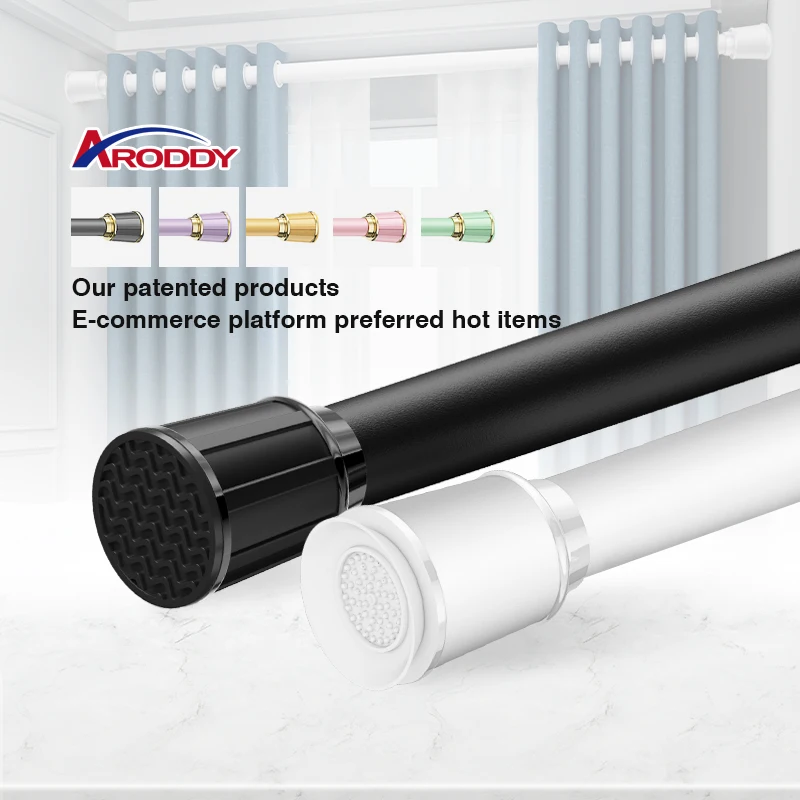 ARODDY Cheap 1.6-2.5m Smart Roman Adjustable Extendable Curtain Rods and Rails for Windows Metal Curtain Poles Tension