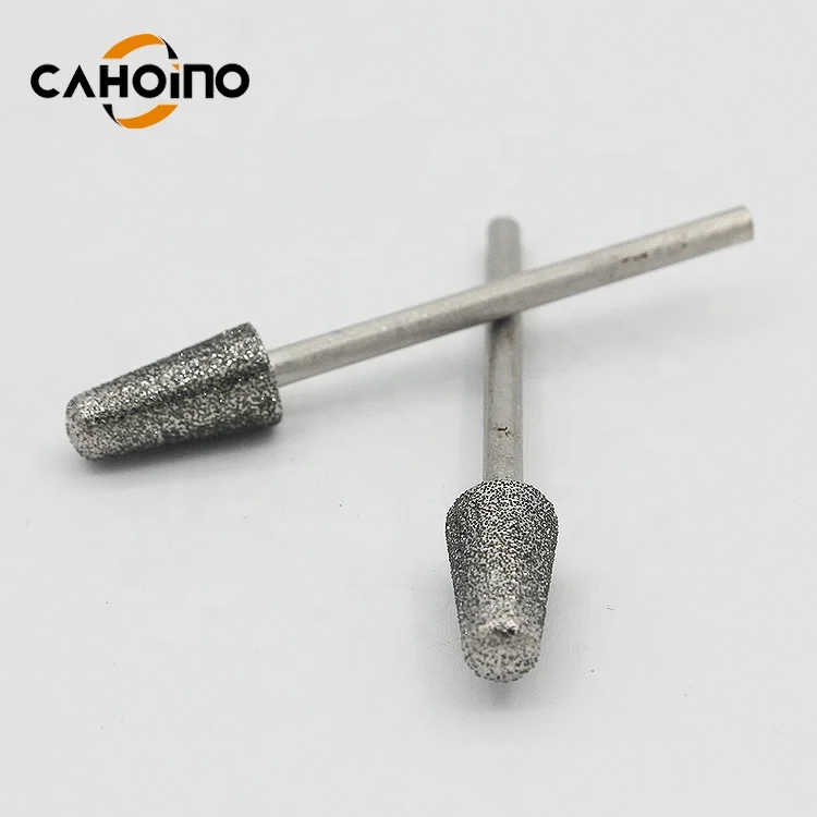 Shank 2.35mm 3/32 Inch Cone Shape Abrasive  Grinding Head Jade Carving Polishing Diamond Coated For Rotary Tools Includes Dremel