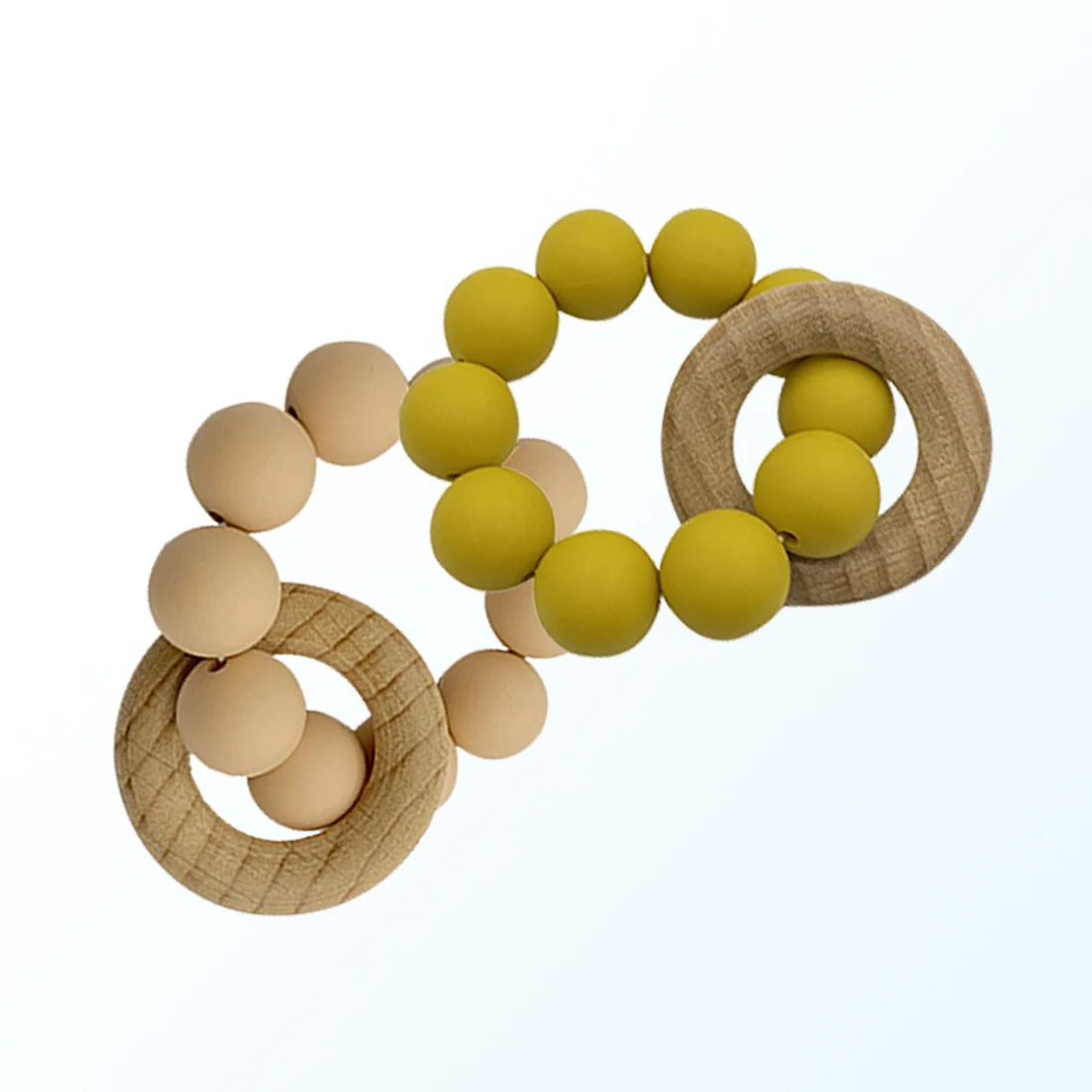 
Infant Teething Rings Wooden Rattles Sensory Toys Retro Color Beech Wood Baby Teether Bracelet 