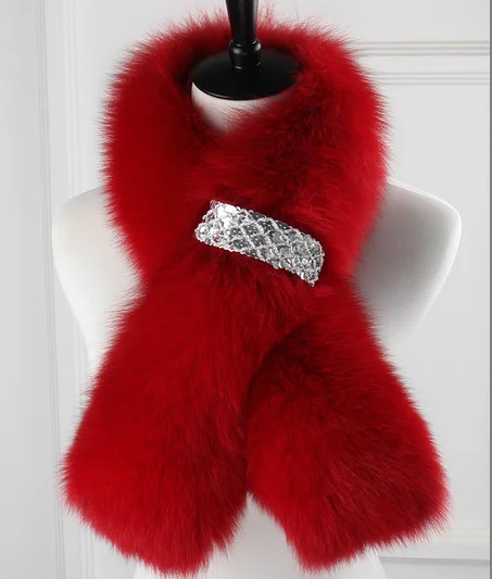 Современный популярный женский плотный теплый шарф с помпонами из натурального кроличьего меха