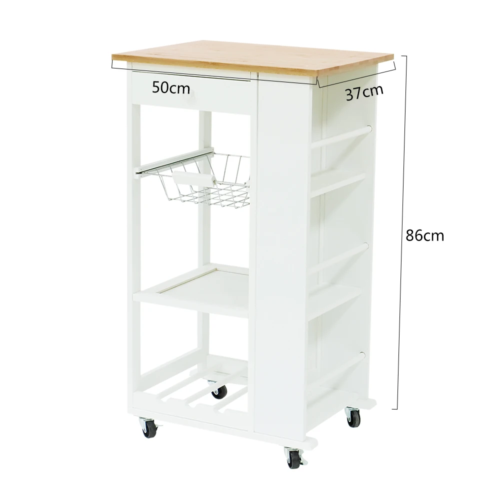 4 Tier Wooden Hotel Storage Service Furniture Kitchen Island Trolley, Kitchen Cart with Bamboo Top