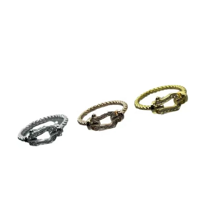 High quality Fried Dough Twists horseshoe buckle ring senior designer ring ladies jewelry wholesale