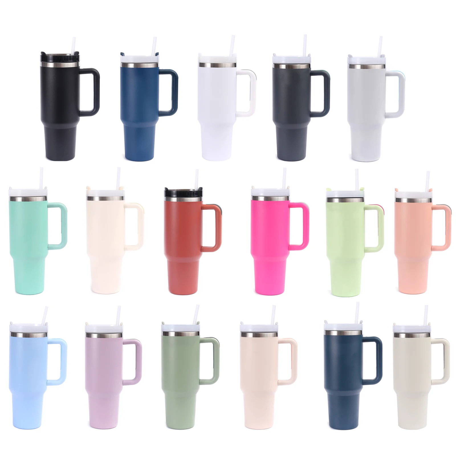 New 40oz  H2.0 Flowstate Reusable Insulated Stainless Steel Tumbler with Handle and Straw No MOQ