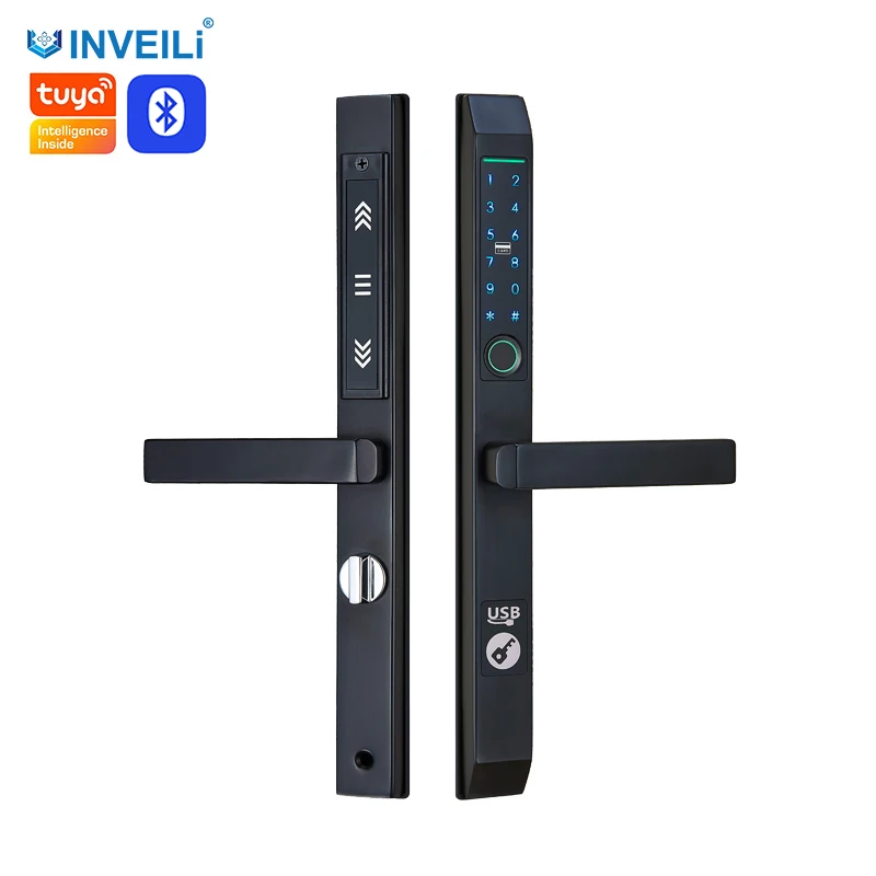 Advanced waterproof Digital Smart Electronic fingerprint  Aluminum Glass Door Lock