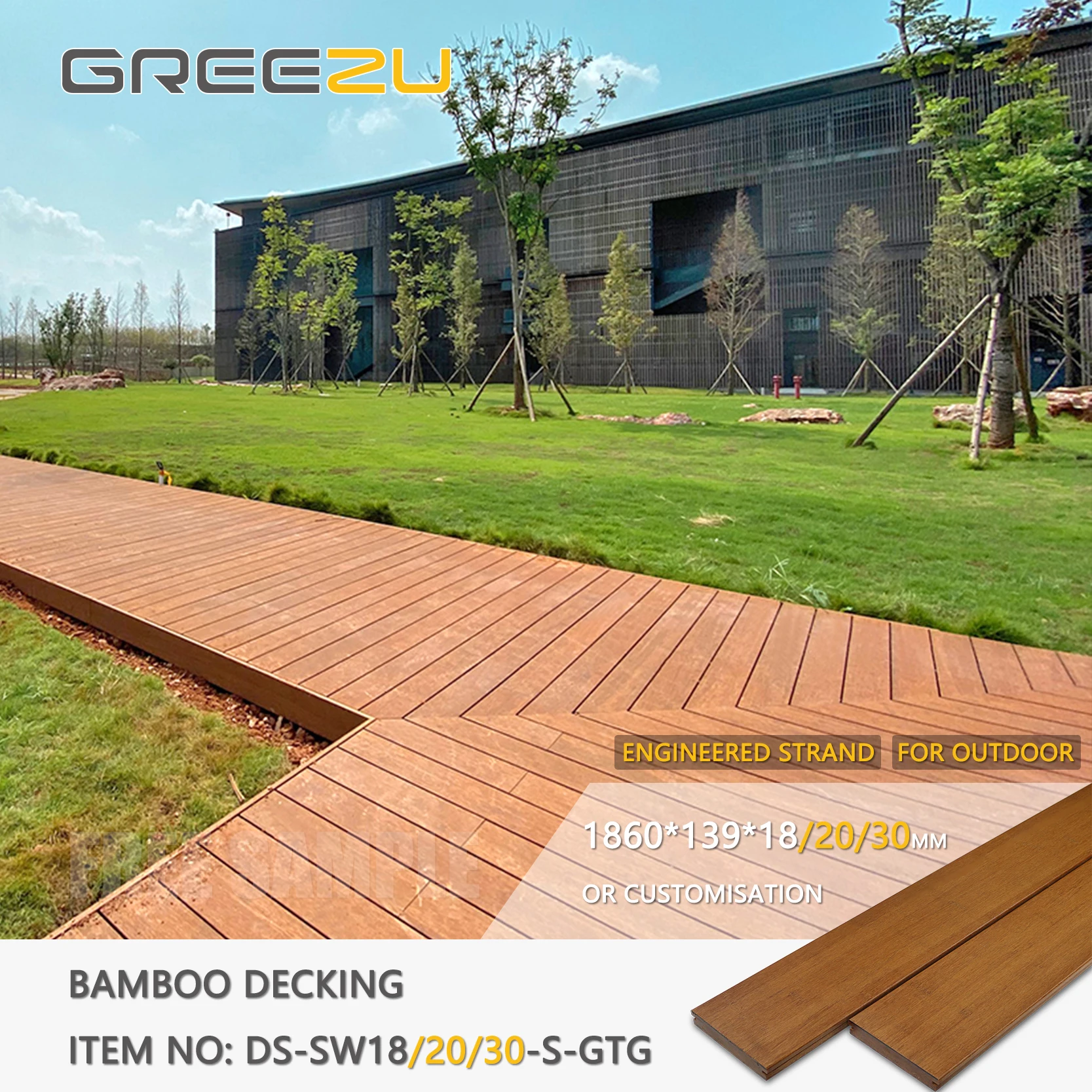 Outdoor rustic non slip bamboo floor tiles Fused exterior anti corrosion bamboo wood decking Veranda interlocking deck blocks
