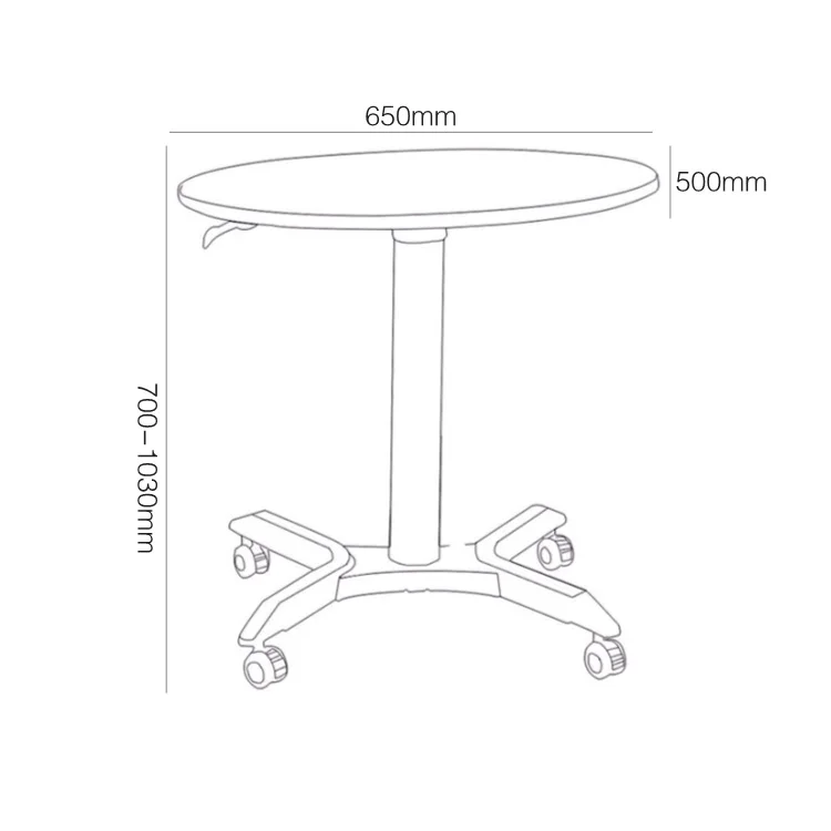 High-end modern design pneumatic lifting oval computer desk standing type with pulley bedroom laptop desk