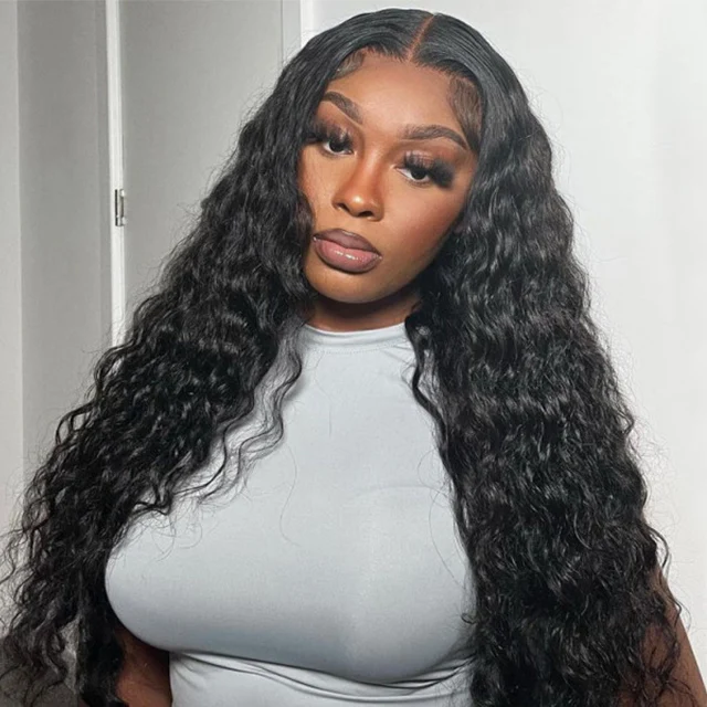 Hot Sale Brazilian Human Hair Lace Front Wigs loose deep wave Wigs  Double Drawn Full Lace Frontal Wigs