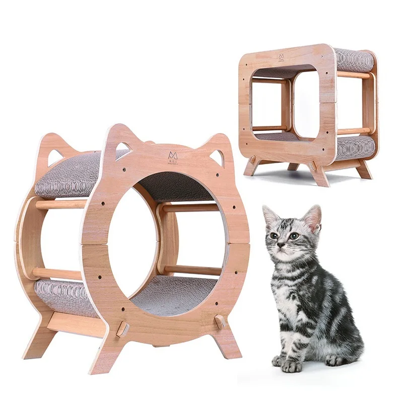 Pet Factory Cat Tree House Paper Cardboard Cat Scratcher Cave Wooden Cat House