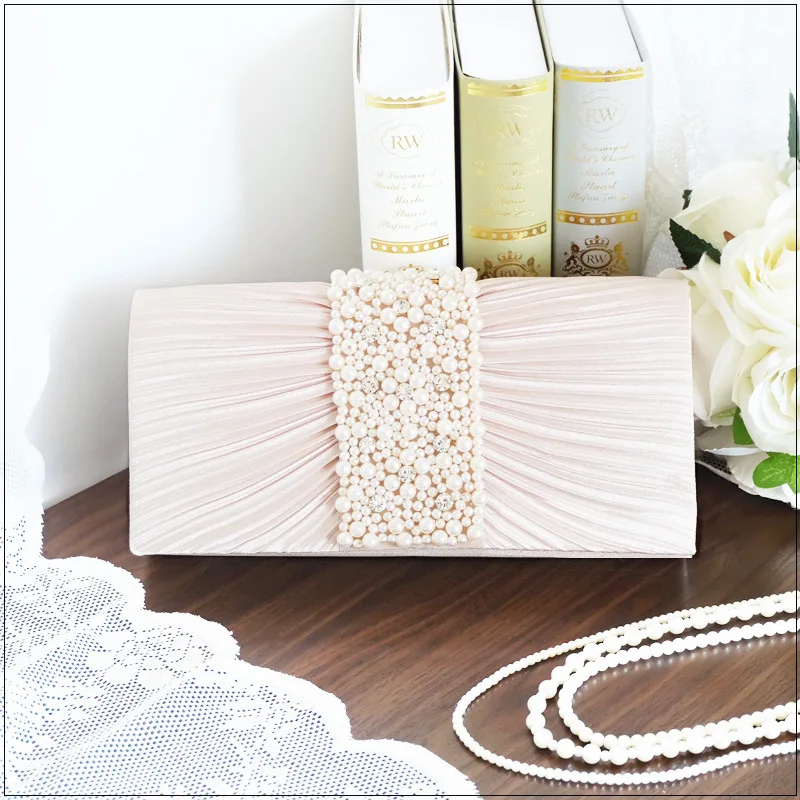 Elegant Fashion Versatile Japanese Korean Style Evening Party Bag Ruffled Party Handbag Handmade Beaded Evening Dress Party Bag