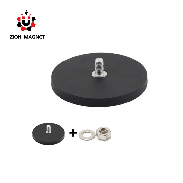 Wholesale Permanent Pot Magnetic Rare Earth Ndfeb With Rubber Coating With External Thread