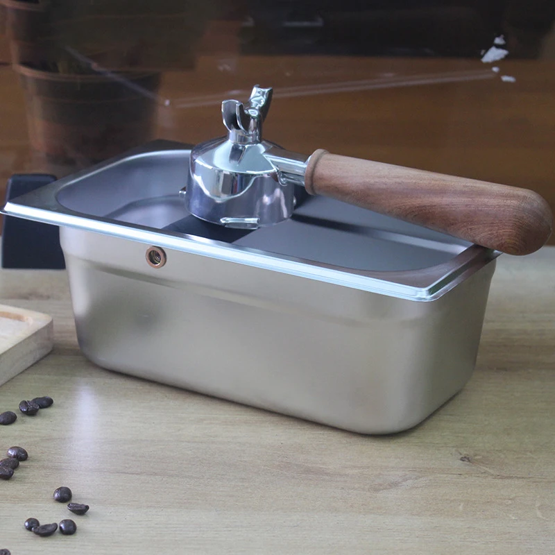 Stainless Steel Coffee Grind Container Coffee Grounds Bucket Espresso Dump Bin Coffee Knock Box