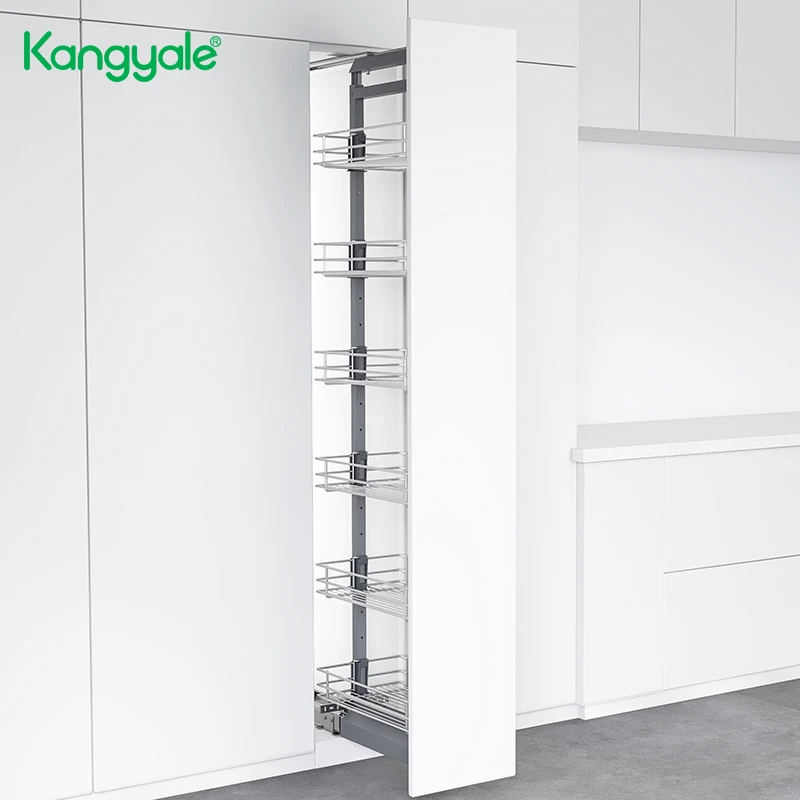 Kangyale Guangzhou Morden Tall Pantry Unit Chromed Wire Storage Basket Pantry Organization And Storage for Kitchen