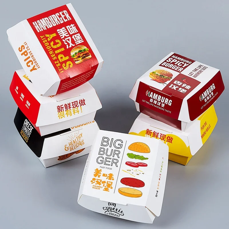 Modern Takeaway Fried Chicken Packed Burger Box Fold Free Chicken Popcorn Chips Food Packaging Box