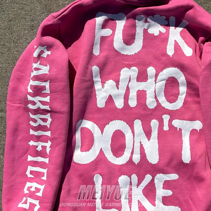 Custom Full Face Zip Up Hoodies Skull Screen Print No Strings Hoodie Heavyweight Acid Wash Vintage Oversized Hoodie 500 Gsm