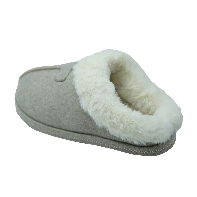 Wholesale custom lekhaki color felt cloth house slippers soft slippers winter warm home slippers for women