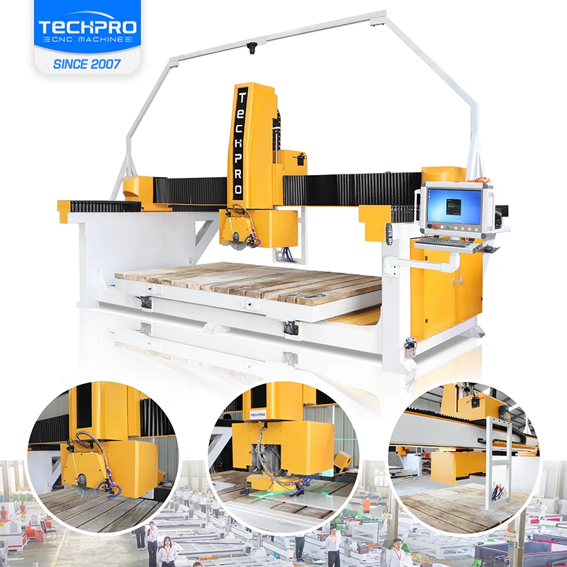 4 +1Axis 5 Axis Stone Monoblock Marble Bridge Saw Machine With 360 Degrees And CCD Camera Cnc Router For Stone Cutting
