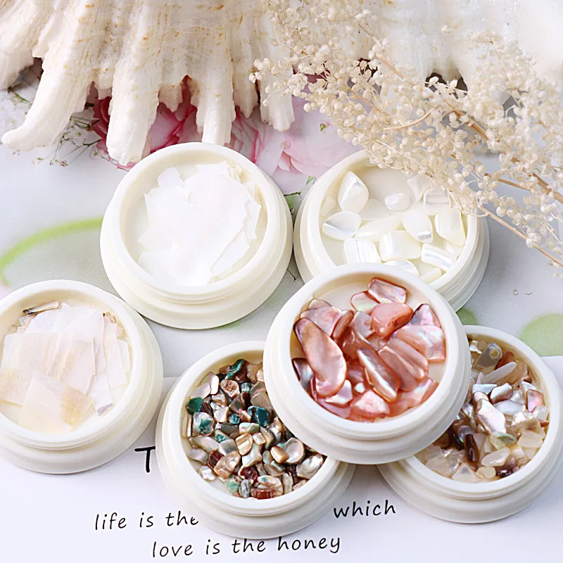 Paso Sico 6 Colors/set Irregular Colorful Sea Shell Stone Slice 3D Nail Art Decor for Nail Salon DIY