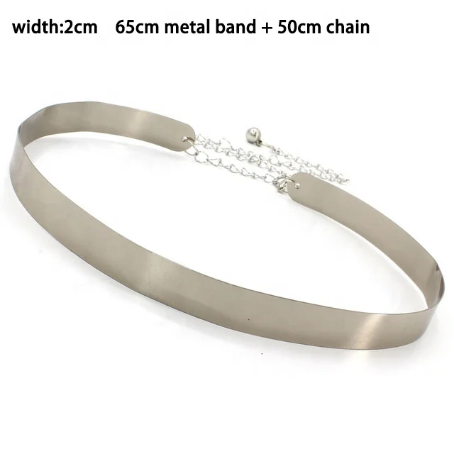 Europe and America Iron Waist Seal Metal Wide Chains Lady adjustable Belt For Dress Women Full Metal Mirror Skinny Waist Belt