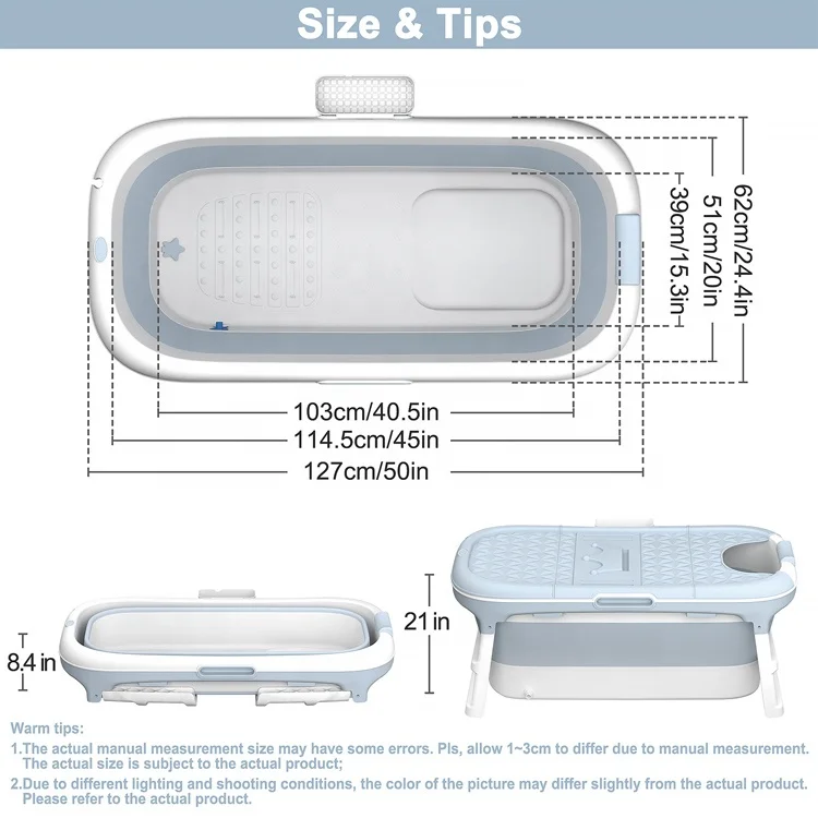  Europe Free Shipping 128CM Swimming Pool Bath Bucket Portable Large Size Folding Bathtub For