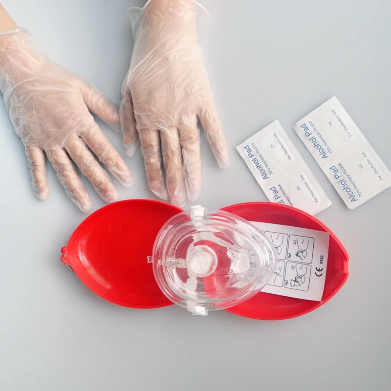 CPR Pocket Face Shield Rescue cpr kit Box Transparent One Way Valve with alcohol