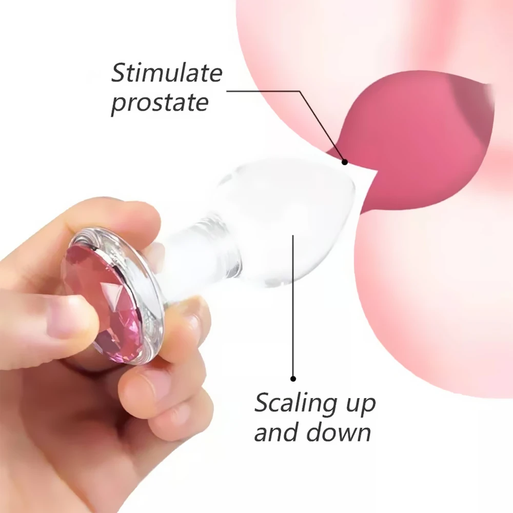 Intimate Glass Anal Sex Toys with Crystal Jewelry Smooth Touch Butt Plug Anal Bead Anus Dilator Anal Toys for Male Men Women
