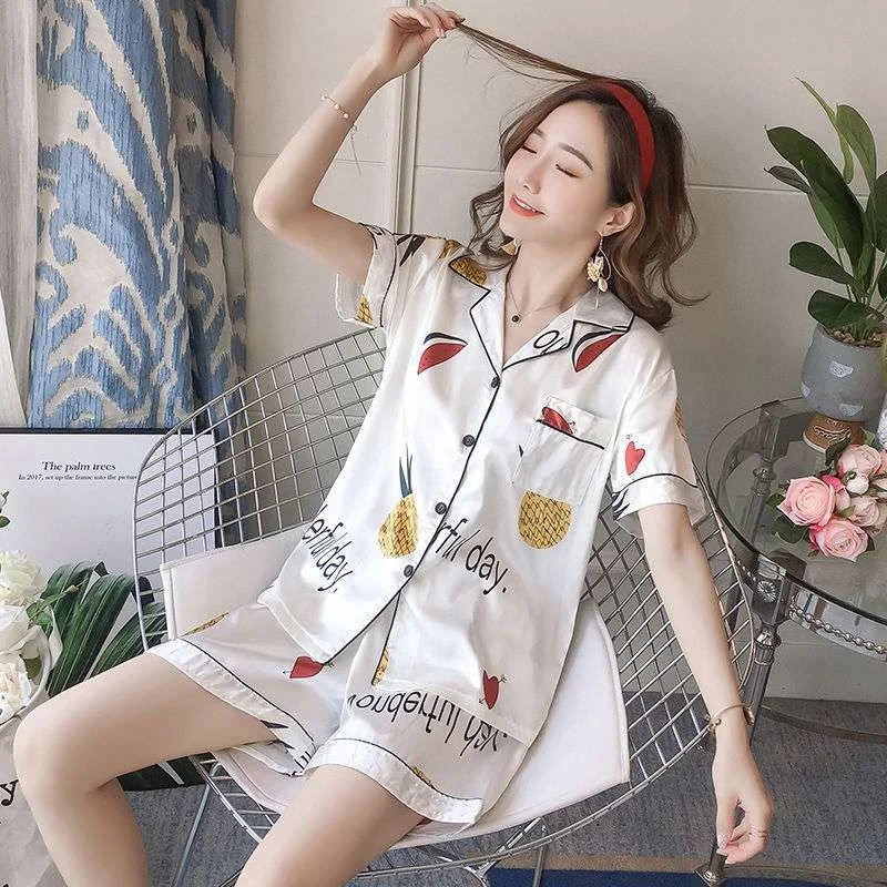 night dresses girls sleepwear two piece wholesale pajama set satin silk pajamas designers pyjamas short pajama for women