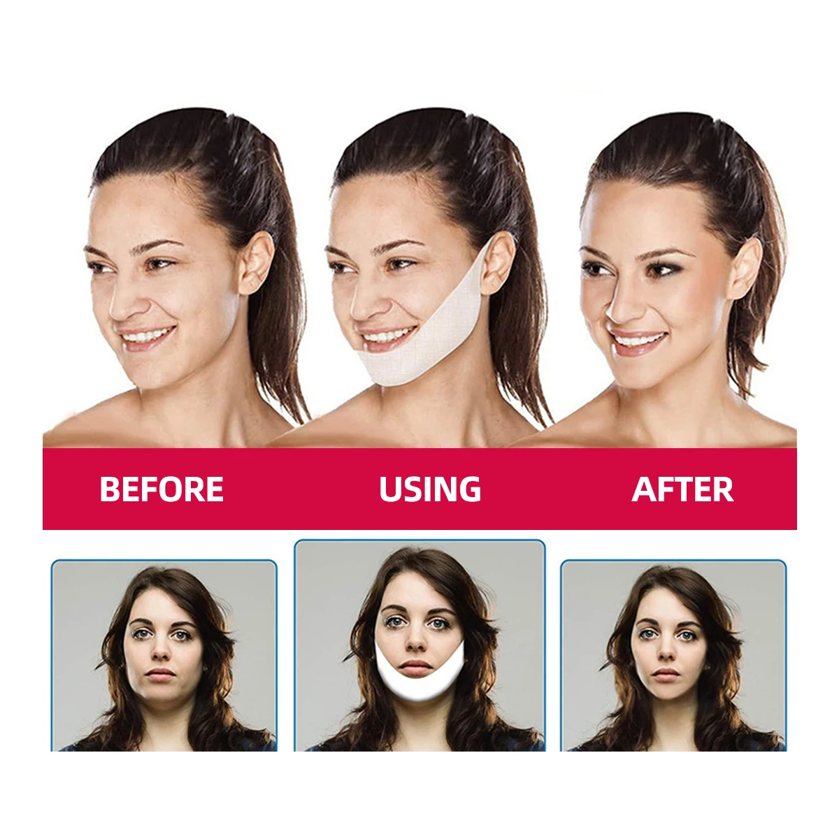 Private Label Skincare Products V Line Double Chin Lifting Hydrogel Collagen Mask Shaped Slimming Face Mask with Hyaluronic Acid