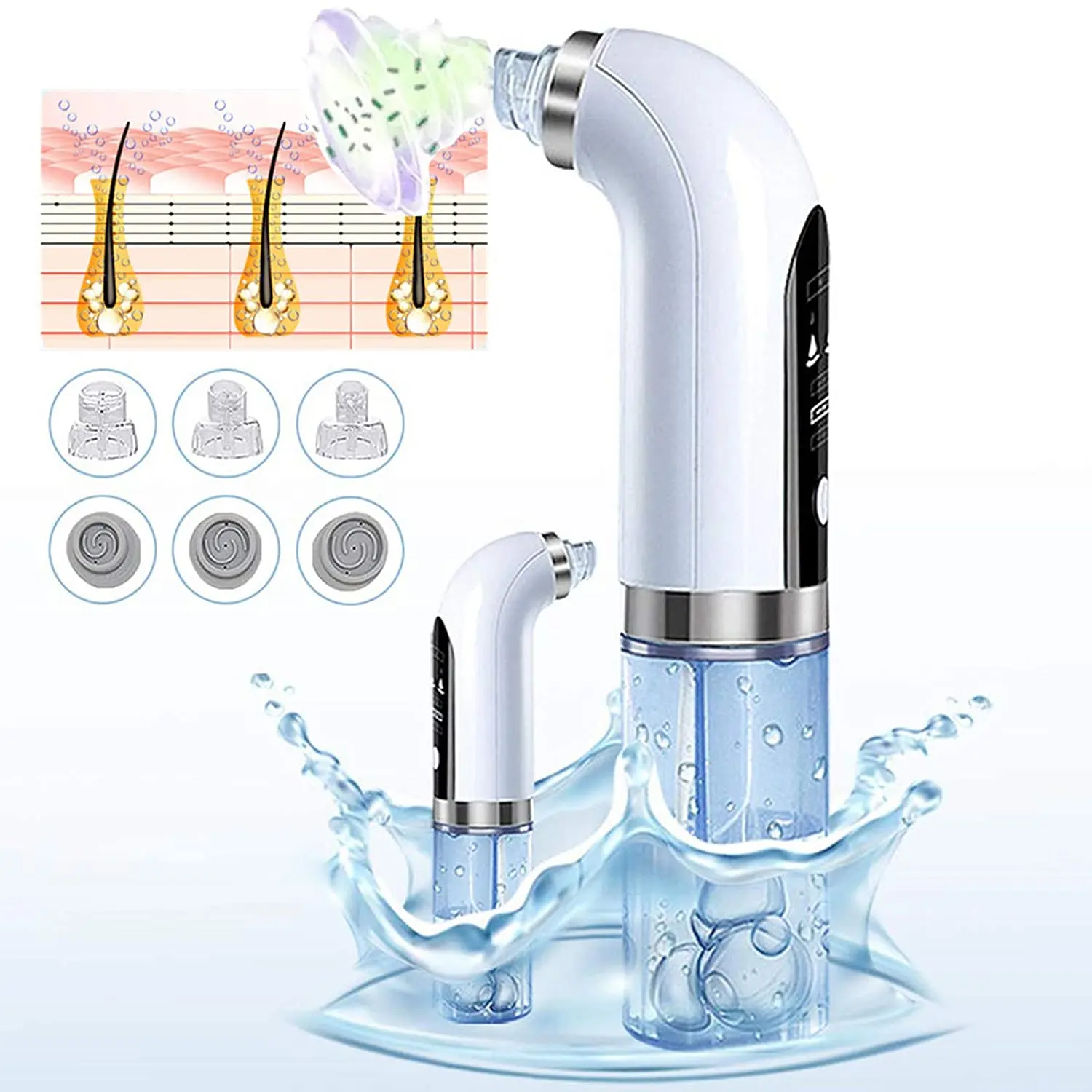 Electric Custom Logo USB Rechargeable Micro Bubble Face Vacuum Pore Cleanser Blackhead Remover With Water