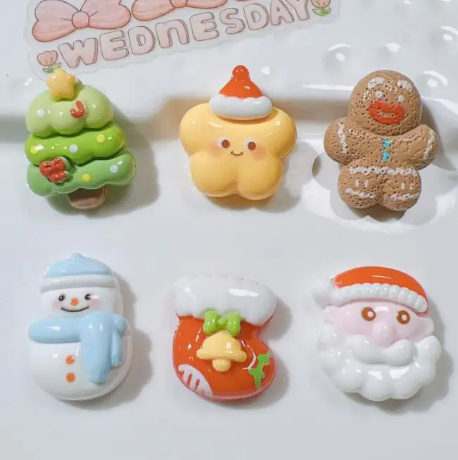 Manufacturer Cookie Biscuits Resin Flatback Cabochon Christmas Resin Charms Figures For  DIY Scrapbooking Hair Bow Accessories