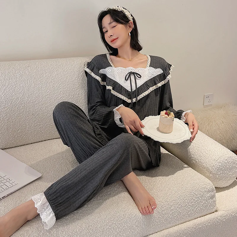 Wholesale cotton nightgowns 2pcs set pajamas sleepwear for women sleepwear women pajamas cute pyjamas women