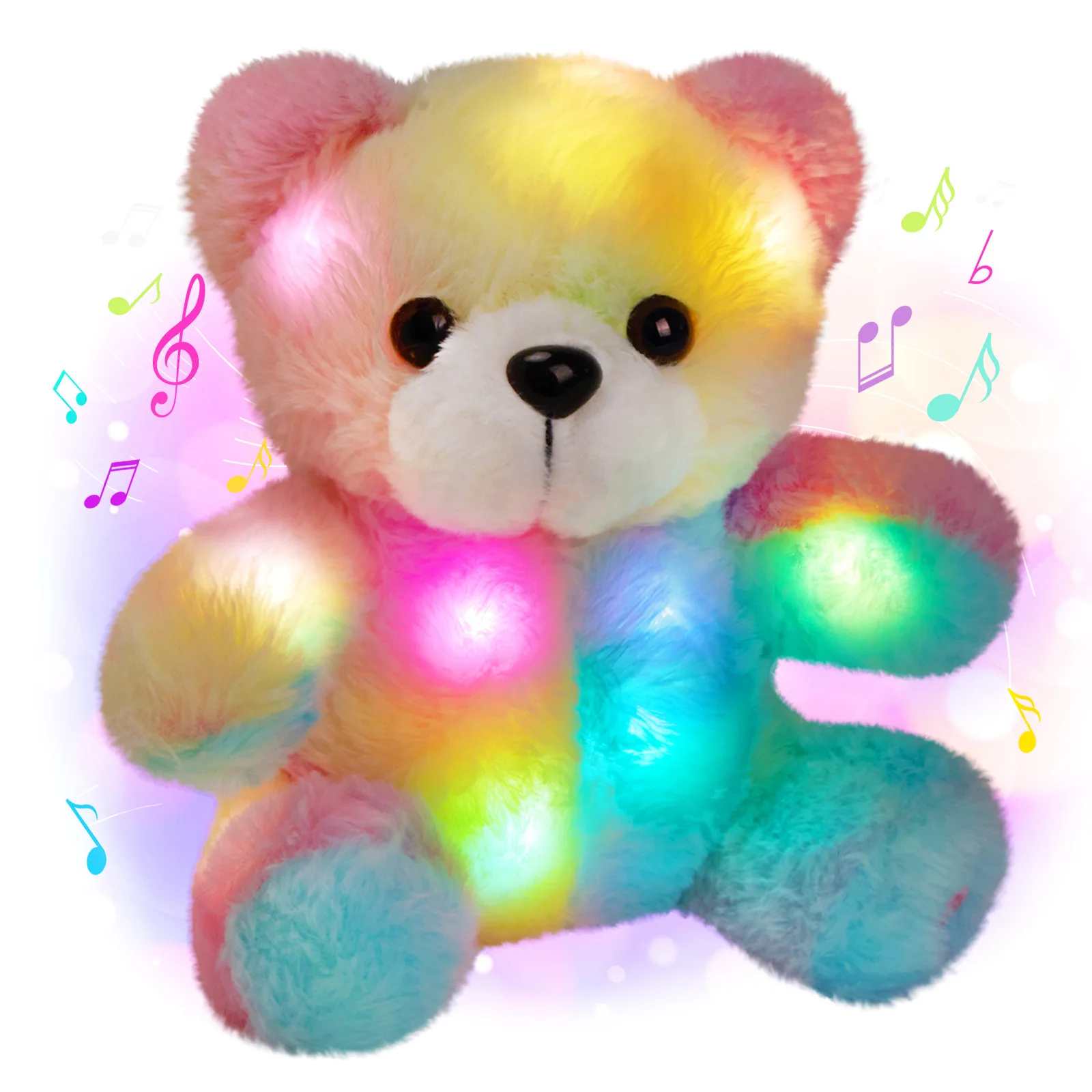 Stuffed Rainbow Glowing LED Night Light Bear Plush Teddy Bear With Lights Toys Fancy Presents For Children Party Gifts