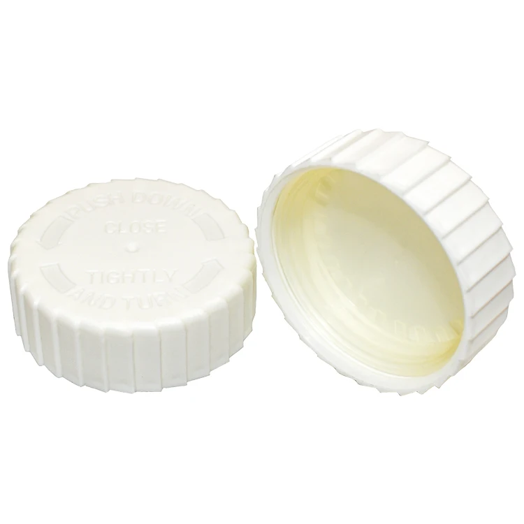 custom 28mm diameter plastic children resistant cap CRC tamper evident screw top cover lid closure child safe lock proof cap