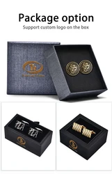 Professional factory production wood cufflinks and clip clip-on tie cufflink box set