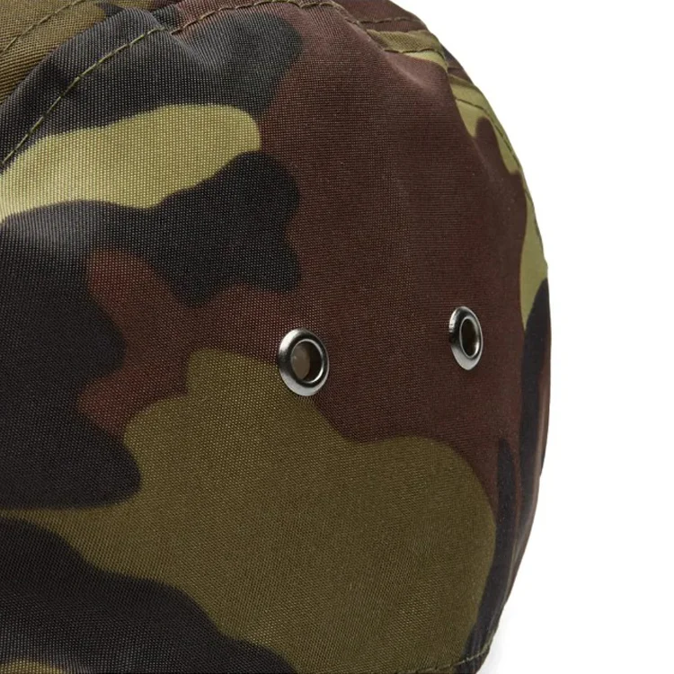 Wholesale Custom Nylon 5 Panel Camo Camp Cap with Label