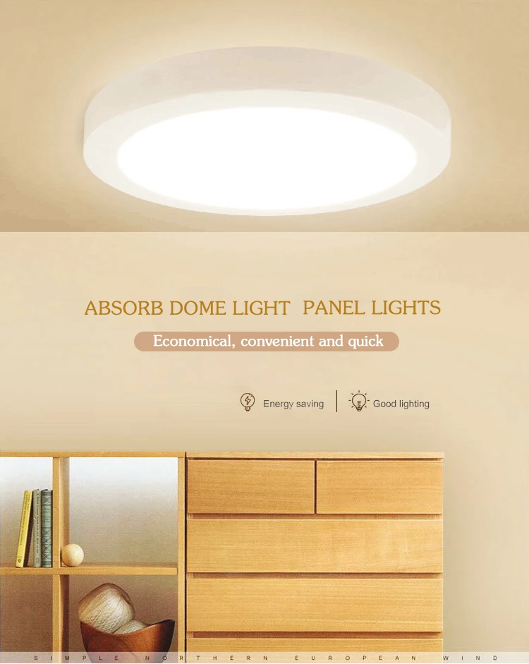 Inlaid in the ceiling Square circle surface mounted 3w 6w 9w 12w 18w 24w  LED Panel Light Ceiling Light Absorb dome light