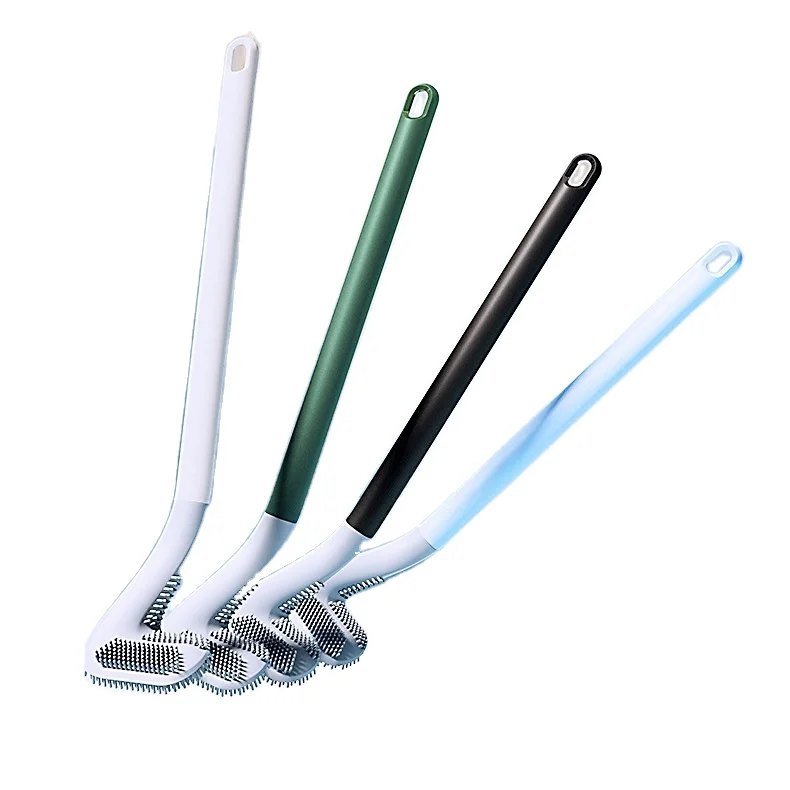 Golf Silicone Toilet Brush Long Handled Toilet Rubber Brush for Bathroom Bendable TPR Brush Head to Clean