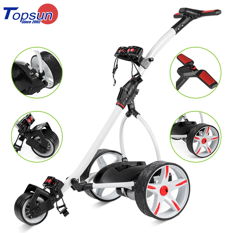Topsun germany CE 3 wheel remote golf dolly electric golf trolley