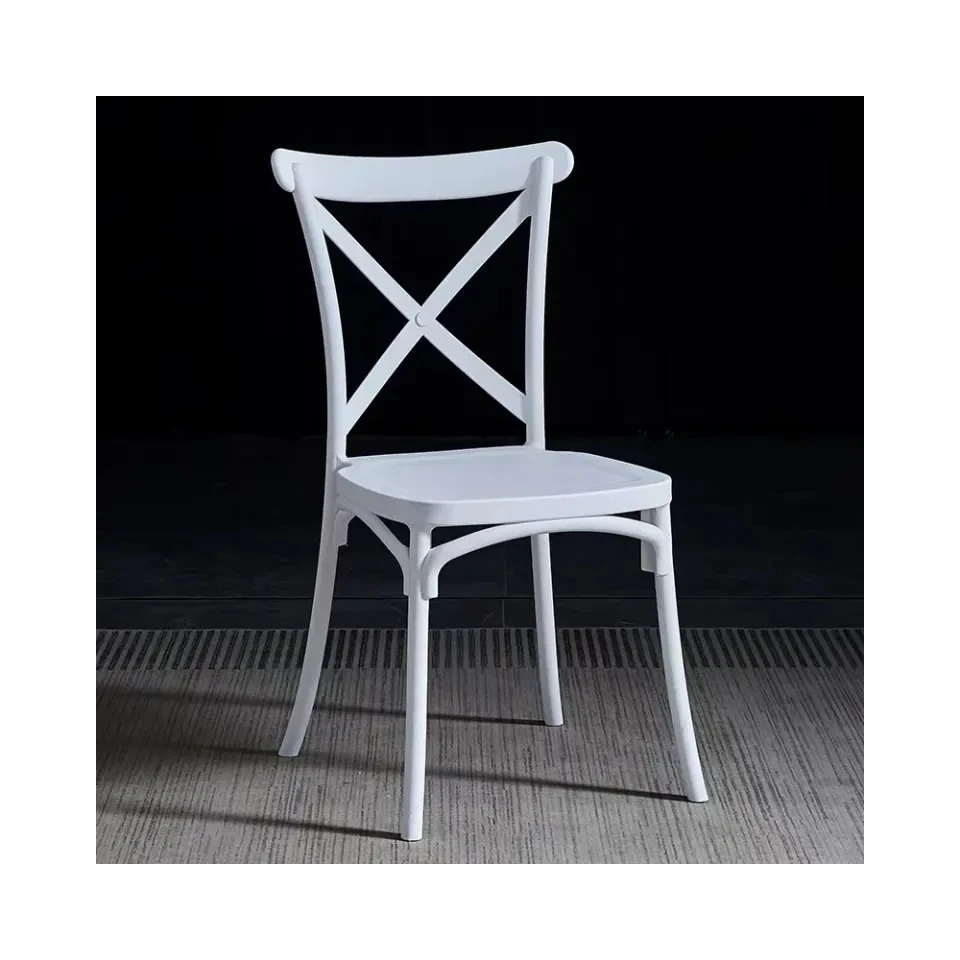 Medieval Style Restaurant Pub Chair Cross Back Colorful Plastic Dining Room Furniture Chairs