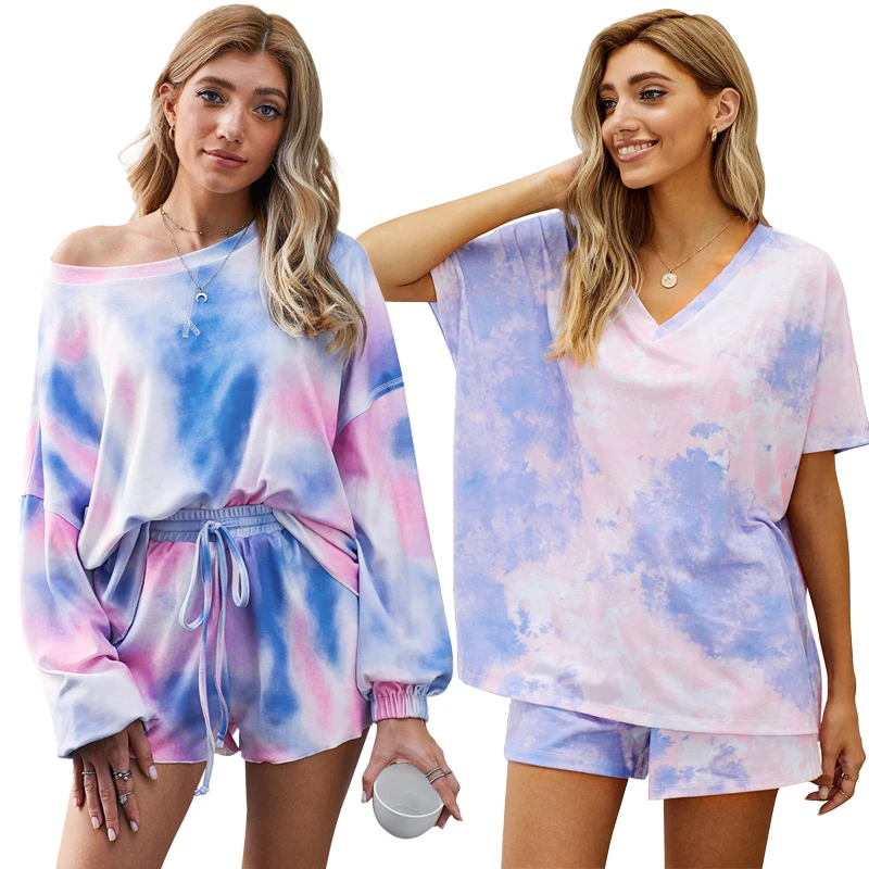 
Top Quality Summer Casual Tie Dye Fashion Loungewear Pajama Sets Women 