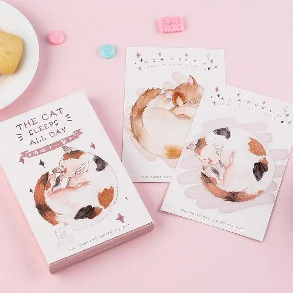the cat sleep all day theme creative box postcard set