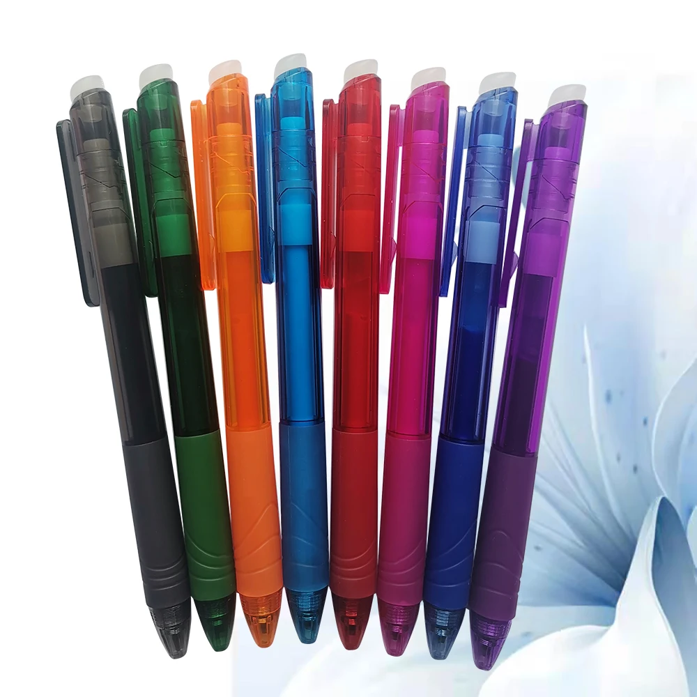 Multi Color 0.5mm Erasable Pen Blue Black with Custom LOGO Erasable Ball-Point Pen with Eraser