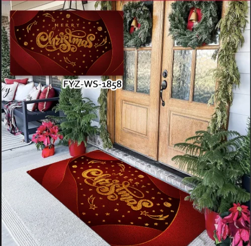 Modern PVC Coir Door Mat  Non Slip Durable Welcome Mats Christmas mat OutDoor For Front Door