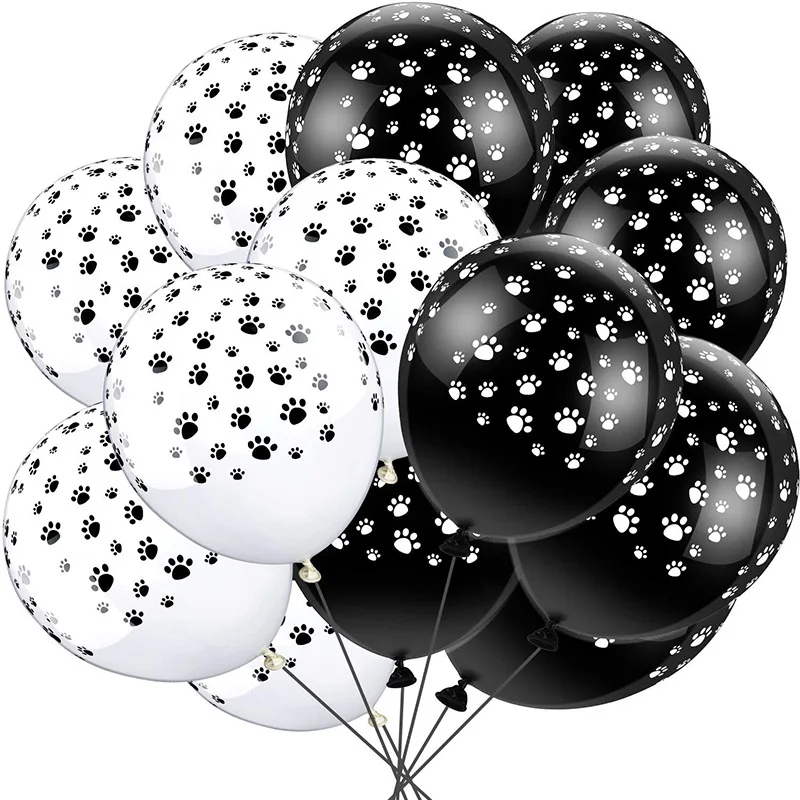 2.8G 12Inch 100pcs Black Dog Paws Balloon Latex Ball Bare Footprint Balloon Birthday Party Decoration